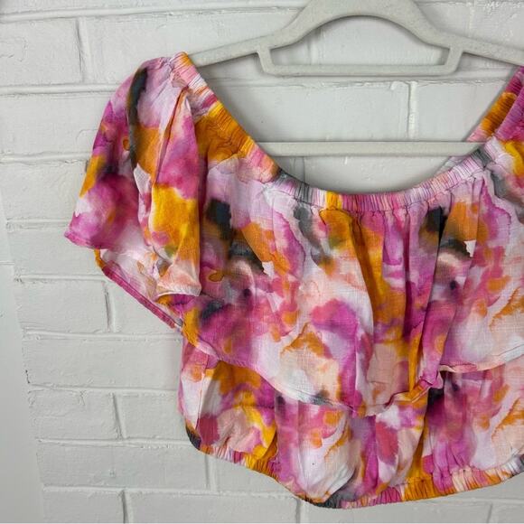 Torrid Pink Tie Dye Ruffle Detail Crop Top Size 10 M/L - Picture 7 of 11